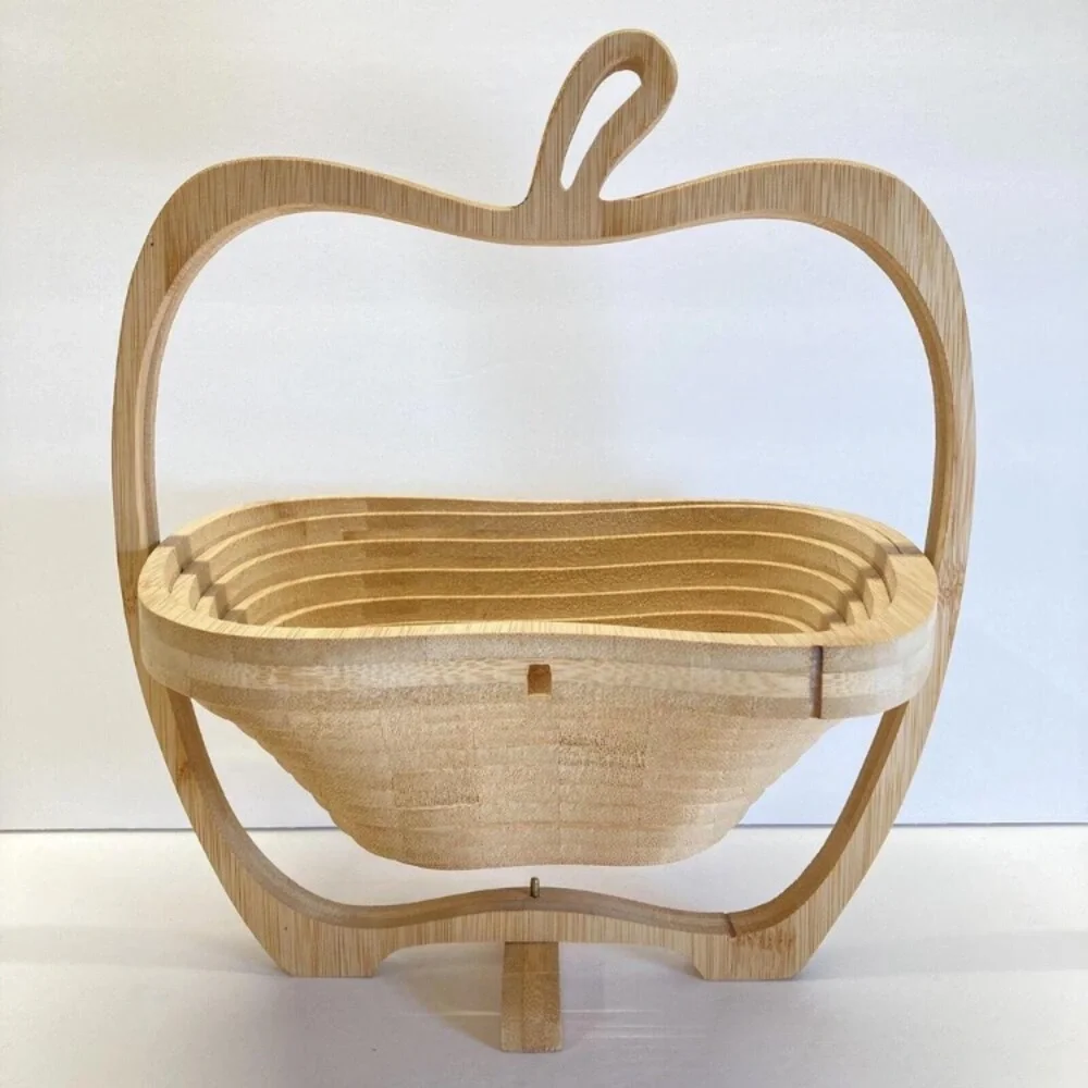 Oh! Nuts Bamboo Apple Collapsible Basket - Unique Decorative Storage